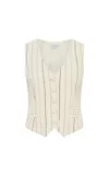 Gabriela Hearst Coleridge Vest In Ivory Multi Pinstripe Wool Cashmere In Neutral