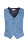 Gabriela Hearst Coleridge Vest In Medium Blue Recycled Cotton Linen Denim In Blue