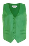 Gabriela Hearst Coleridge Vest In Peridot Green Virgin Wool And Silk Linen In Peridot Green