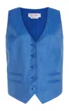 Gabriela Hearst Coleridge Vest In Aventurine Blue Virgin Wool And Silk Linen Twill In Sapphire