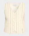 Gabriela Hearst Coleridge Vest In Ivory Multi Pinstripe Wool Cashmere In Neutral