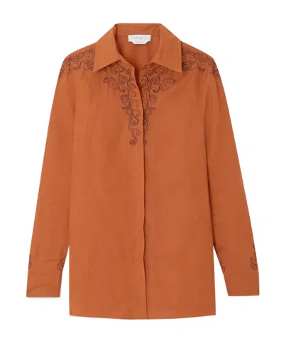 Gabriela Hearst Collared Long-sleeved Shirt In Orange