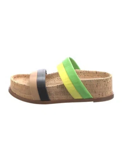 Pre-owned Gabriela Hearst Colorblock Pattern Slides In Neutral