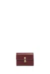Gabriela Hearst Compact Flat Wallet In Bordeaux & Pink Leather In Bordeaux/pink