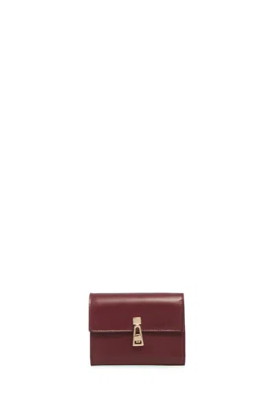 Gabriela Hearst Compact Flat Wallet In Bordeaux & Pink Leather In Bordeaux/pink