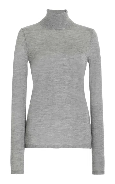 Gabriela Hearst Costa Knit Turtleneck In Heather Grey Cashmere Silk