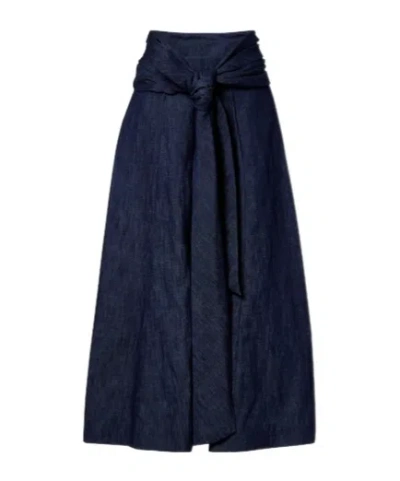 Gabriela Hearst Cotton And Linen Denim Midi Skirt In Blue