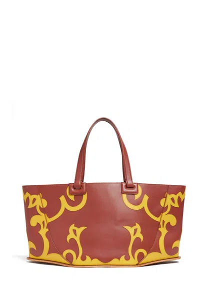Gabriela Hearst Coyote Western Tote Bag In Rust & Yellow Leather In Rust/yellow