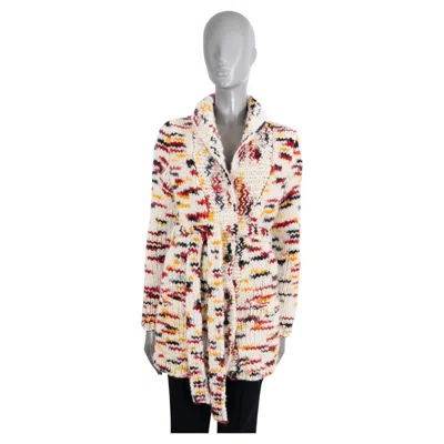 Pre-owned Gabriela Hearst Cream & Fire Cashmere 2023 Hopkins Belted Knit Jacket S In White