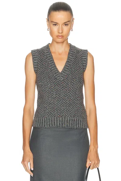 Gabriela Hearst Cresset Vest In Charcoal Multi