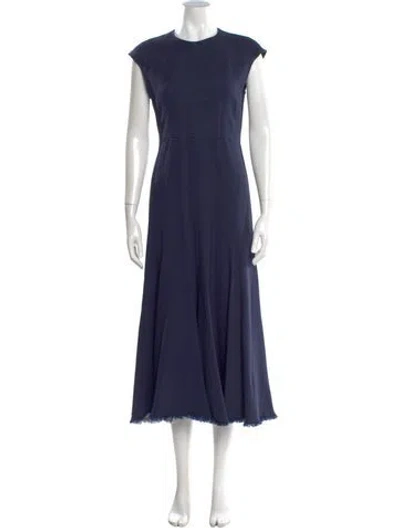 Pre-owned Gabriela Hearst Crew Neck Long Dress In Blue