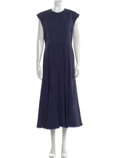 Pre-owned Gabriela Hearst Crew Neck Long Dress In Blue