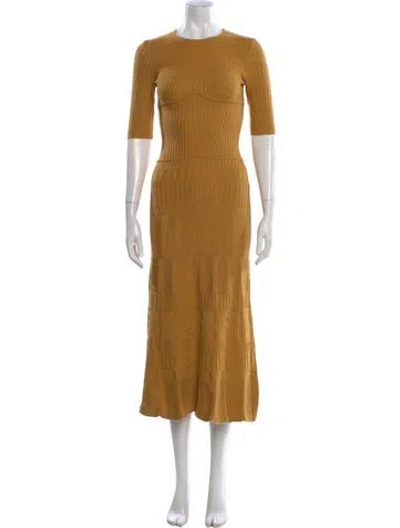 Pre-owned Gabriela Hearst Crew Neck Long Dress In Brown