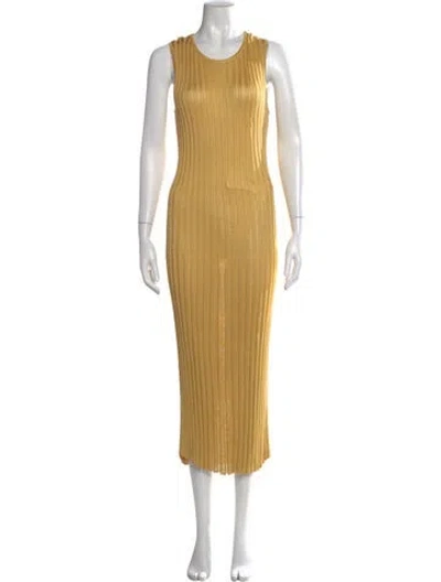 Pre-owned Gabriela Hearst Crew Neck Long Dress In Gold