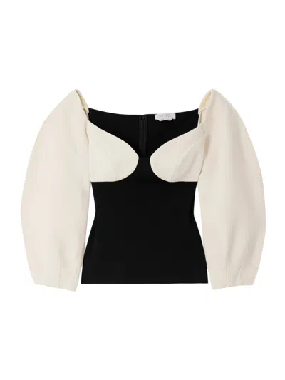 Gabriela Hearst Enoch Wool-crepe And Silk Cropped Top In Black