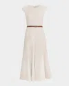 Gabriela Hearst Crowther Cap-sleeve Corset Midi Dress In Neutral