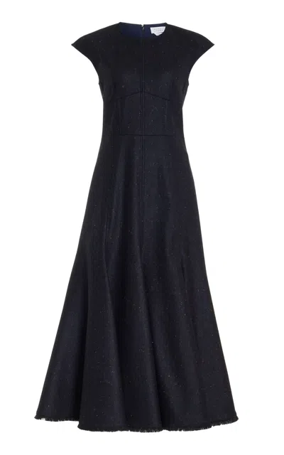 Gabriela Hearst Crowther Dress In Dark Navy Multi Virgin Wool Tweed
