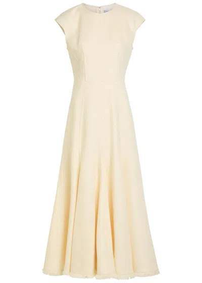Gabriela Hearst Crowther Frayed-edge Cap-sleeve Midi Dress In White