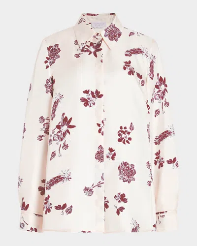 Gabriela Hearst Cruz Floral Silk Shirt In Bordeauxblush