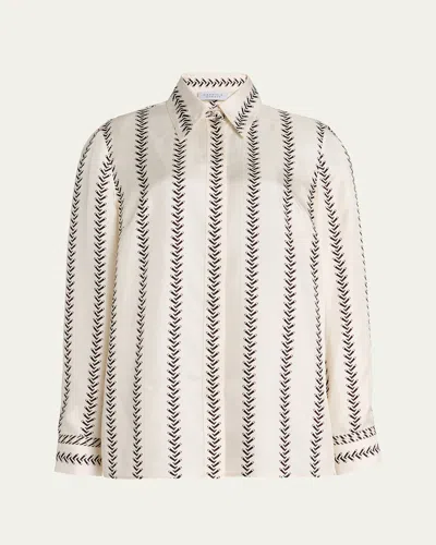 Gabriela Hearst Cruz Riding-boot Striped Silk Button-down Shirt In Ivory Multi