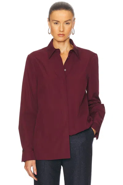 Gabriela Hearst Etlin Button Down Wool Shirt In Deep Bordeaux
