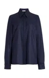 GABRIELA HEARST CRUZ SHIRT IN DARK NAVY VIRGIN WOOL