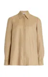 Gabriela Hearst Cruz Shirt In Hay Virgin Wool And Silk Linen In Hay