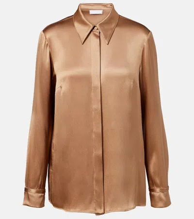 Gabriela Hearst Cruz Silk Satin Shirt In Animal Print