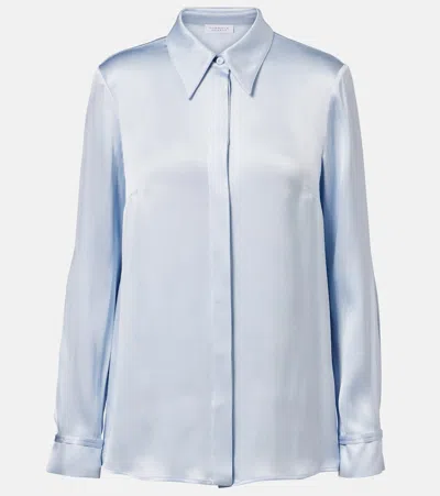 Gabriela Hearst Cruz Silk Satin Shirt In Blue