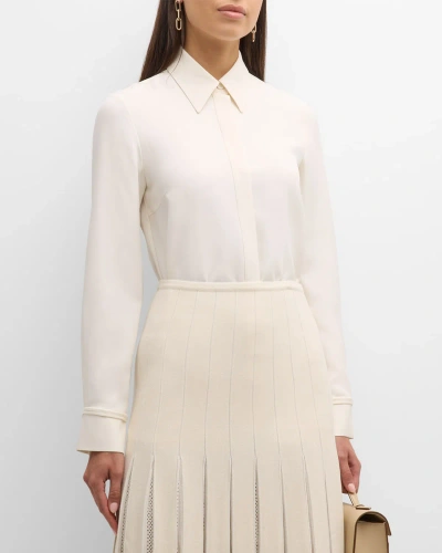 Gabriela Hearst Cruz Silk-wool Collared Shirt In Ivory