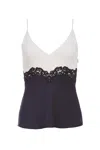 Gabriela Hearst Cynthia Lace Top In Dark Navy Silk Wool In Multi