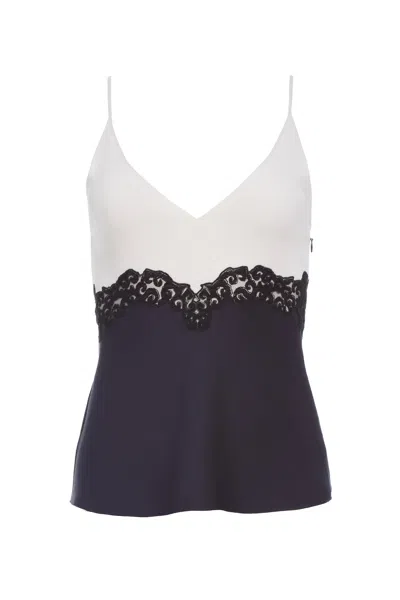 Gabriela Hearst Cynthia Lace Top In Dark Navy Silk Wool In Multi