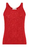 Gabriela Hearst Cyrinne Knit Lace Wool Tank Top In Red