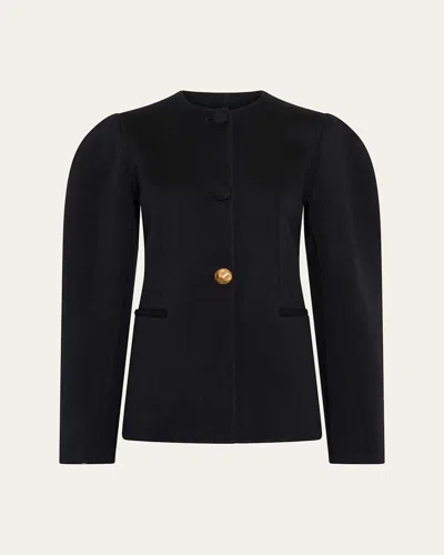 Gabriela Hearst Daelan Cashmere Single-breasted Collarless Jacket In Black