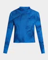 Gabriela Hearst Daina Cropped Cashmere Turtleneck Sweater In Blue