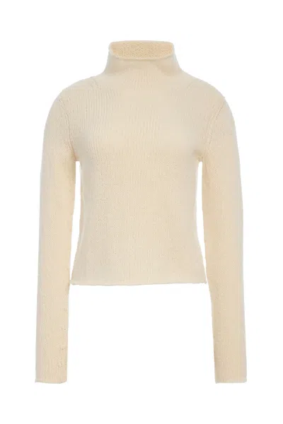 Gabriela Hearst Daina Cropped Knit Turtleneck In Ivory Cashmere