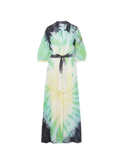 Gabriela Hearst Daisy Belted Tie-dyed Cashmere, Silk And Wool-blend Maxi Dress In Neutrals