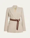 Gabriela Hearst Daniel Wrap Belted Blazer Jacket In Neutral