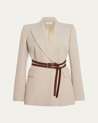 Gabriela Hearst Daniel Wrap Belted Blazer Jacket In Neutral
