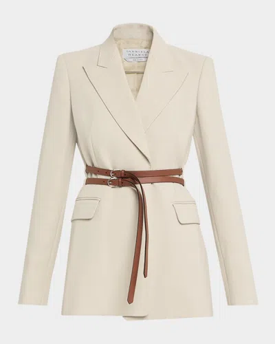 Gabriela Hearst Daniel Wrap Belted Blazer Jacket In Neutral