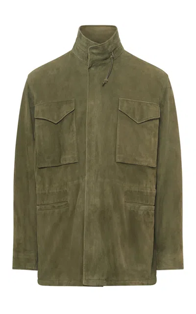 Gabriela Hearst Darwin M64 Jacket In Olive Suede In Green