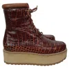 Gabriela Hearst David Cogna Embossed Platform Lace Up Boots In Brown Leather In Brown