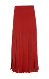 Gabriela Hearst Debutante Knit Pleated Maxi Skirt In Antelope Orange Merino Wool In Red