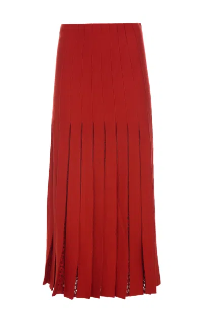 Gabriela Hearst Debutante Knit Pleated Maxi Skirt In Antelope Orange Merino Wool In Red