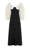 GABRIELA HEARST DEE MAXI DRESS IN IVORY & BLACK WOOL CREPE