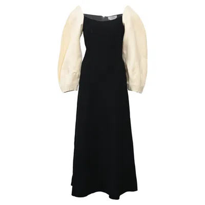 Gabriela Hearst Dee Maxi Dress In Ivory & Black Wool In White