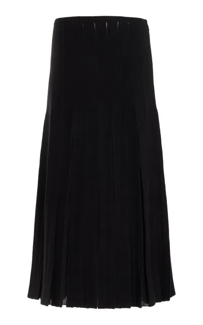 Gabriela Hearst Del Pleated Knit Skirt In Black Wool