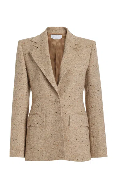 Gabriela Hearst Delmas Cashmere Single-breasted Blazer Jacket In Oatmeal Multi