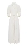 Gabriela Hearst Delyth Shirtdress In White Recycled Cotton Denim & Linen In White