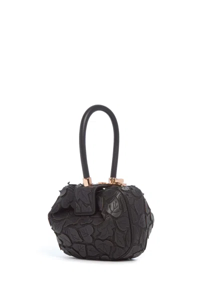 Gabriela Hearst Demi Embroidered Leaves Bag In Black Nappa Leather